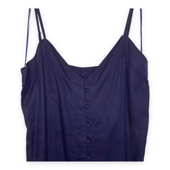 Vince Camuto Navy Blue Button Down Sleeveless Dress V-Neck - Picture 2 of 6